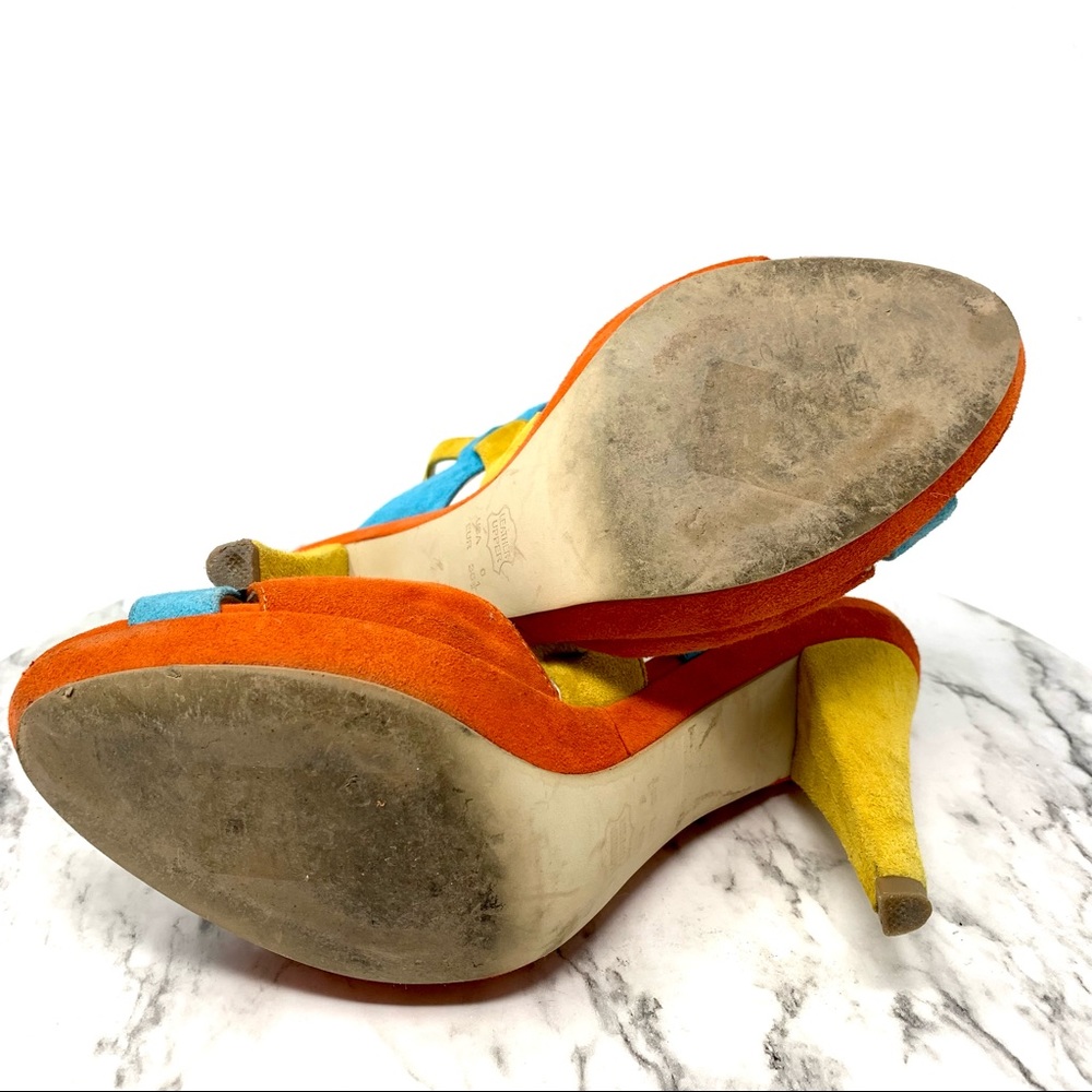 Sacha London Pasha Suede Colorful Sandals 6 Cocktail Resortwear Cruisewear Fun - Picture 8 of 15